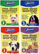JOHNSONS ONE DOSE WORMER PUPPY DOG ROUNDWORM TAPEWORM WORMING TABLETS 4 SIZES