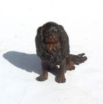 Antique AUSTRIAN COLD PAINTED BRONZE Black & Tan King Charles Spaniel Dog c1900