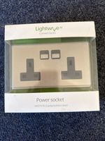 Lightwave RF Remote Controllable Power Socket 2-Gang 13A Chrome LW270 C