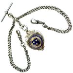 Antique Victorian English solid silver double Watch Albert Chain 40g C.1904