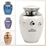 Pet Cremation Urn for Ashes –Paw Print Brass Memorial Urn with Secure Lid 6”&8"