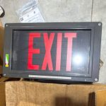 Illuminated EXIT Sign Red Letters Metal Black Housing Wall Mount Brackets