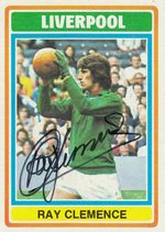 Vintage SIGNED TOPPS 1976/77 Trading Card RAY CLEMENCE LIVERPOOL