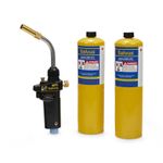Blowtorch Kit Salvus Turbo Torch Blow Torch Swivel Gun Plus 2 x Mapp Gas Bottles