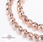 40 ROSE GOLD FACETED ROUND HEMATITE BEADS 8mm PREMIUM QUALITY HEM59