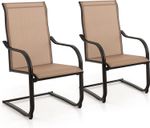 Outdoor Dining Chairs Set of 2, Garden Chairs with C Spring Motion, Breathable F