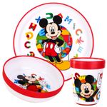 Mickey Mouse 3pcs Bicolor Kids Childrens Dinner Set Plate, Bowl & Tumbler