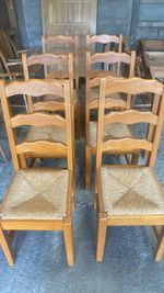 Set of 6 Ladder Back Chairs with Rush Seats for Kitchen or Dining Room