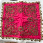 Antque c. 1880 to 1900 Golden Hand Embroidered Silk Bindalli Bohca Ottoman Cover