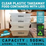 Takeaway Food Containers with Lids, Microwave Freezer Safe Storage Boxes
