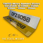 TINTED Metro Number Plates (Available Sizes - 60mm - 55mm - 50mm - 40mm - 30mm)
