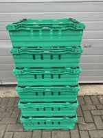 6 x USED PLASTIC BALE ARM TRAY / CRATE BOX 60-40-16CM STORAGE / REMOVALS