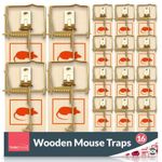 16-24pk Wooden Mouse Traps Traditional Mice Rodent Pest Control Trap Reusable