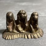 Vintage Brass 3 Wise Monkeys See No Evil Hear No Evil Speak No Evil Pre Owned 