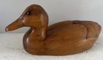 Vintage Hand Carved Oak Decoy Duck Sculpture Glass Eyes 33cms 13" Long Folk Art