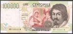 27-02-1995, 100.000 Lire, Hundred thousand Lire, Caravaggio 2. Type, Face/Specia