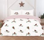 Robin Duvet Cover Reversible Christmas Quilt Cover Bedding Bed Linen Set Double