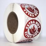 Food flavour Extra Hot Labels Stickers Round 40mm stickers, Roll of 500