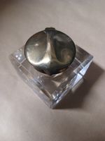 Glass Ink Well with Brass hinged top. German DRGM Mark. 1900 - 1915.