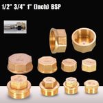 BRASS HEX FLANGED MALE / FEMALE BLANKING CAP STOP END (1/2", 3/4", 1" ) BSP