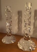 Faceted Crystal Candlesticks after Archimede Seguso, 1950s, Set of 2
