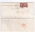 1855 QV TWO x 1d PENNY RED STAMPS (FAULTS) ON ENTIRE YORK SIDEWAYS DUPLEX