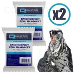 2 x Emergency Foil Blanket Camping First Aid Survival Mylar Silver Thermal Space