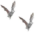 2 x Long Eared Bat Handcrafted From English Pewter Pin Badges TSB-C19