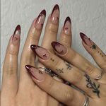 24pcs Burgundy Almond Press-On Nails Each Nail Adorned with 3D Red Cherry Design