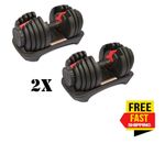 Adjustable Dumbbells Set 2X 24kg Quick Dial 15in1 Exercise Gym Fitness Weights