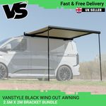 CAMPERVAN WIND OUT AWNING MANUAL 2.5M X 2.0M UNIVERSAL FIT WITH BRACKETS + WAND