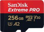 SANDISK Extreme PRO micro SD card 256GB + SD adapter New