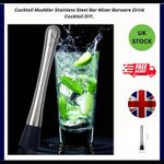 Cocktail Muddler Stainless Steel Bar Mixer Barware Drink Cocktail DIY..