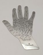 In English CHRISTOFLE France Silver Plated Palm Reading Hand Destiny Sculpture