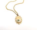 Vintage Porcelain Flower Floral Necklace Filigree Gold Tone Signed Woodland Gift