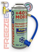 FREEZEECO R12/R134a Aircon Top Up Refrigerant Gas&Oil + Hose - AC Refill Bun