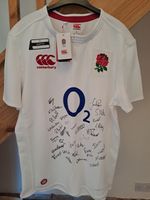 SIGNED ENGLAND WOMEN "RED ROSES" RUGBY SHIRT FROM 2017 WORLD CUP SQUAD