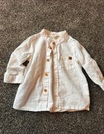 H&M White Cotton Button-Up Shirt Long Sleeve Collared Pocket 3-6 Months