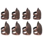Sewing Thimble, 8 Pcs Metal Thimbles Adjustable for Hand Sewing, Copper Red