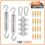 24Pcs Stainless Steel Sun Sail Shade Canopy Fixing Fittings Hardware Accessory