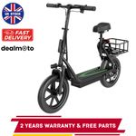 LADPED 500W 14" Foldable Electric Scooter LPBS w/Adjustable Seat & Basket 43km