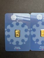 Royal Mint Britannia 1g Gold Bar 24K 999.9 Fine Sealed Assay Card (AU .999)