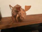 Handcrafted Balinese Pig Figure Made Of Bamboo Root And Teak Rustic Body
