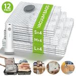 12x Vacuum Storage Bags Wireless Electric Air Pump Space Saver Bags Travel &Home