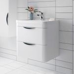 Nuie Parade Wall Hung 2-Drawer Vanity Unit & Polymarble Basin Gloss White Modern