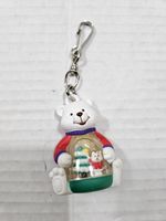 1993 Avon KIDS Beary Christmas Snowglobe Zipper Pull