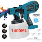 PAINT SPRAYER SPRAY GUN AIRLESS HVLP ELECTRIC 1400ML SPRAYGUN HAND HELD FENCE UK