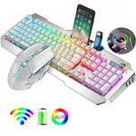UK Cordless Wireless Gaming Keyboard and Mouse Set LED Backlit Mechanical Keypad