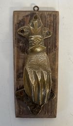Vintage Brass Hamsa Hand of Fatima Door Knocker Engraved Moroccan Hardware Brass