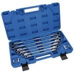 Metric Flexi Headed Ratchet Spanners Wrench Set Extra Long 8mm - 9mm 10pc